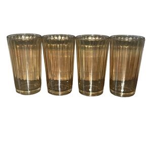 1950s MCM Jeanette Panel Optic Marigold 10oz Glass Tumblers - Set of 4